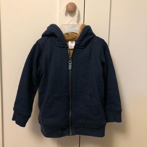 Navy Blue zip up hoodie with fuzzy lining